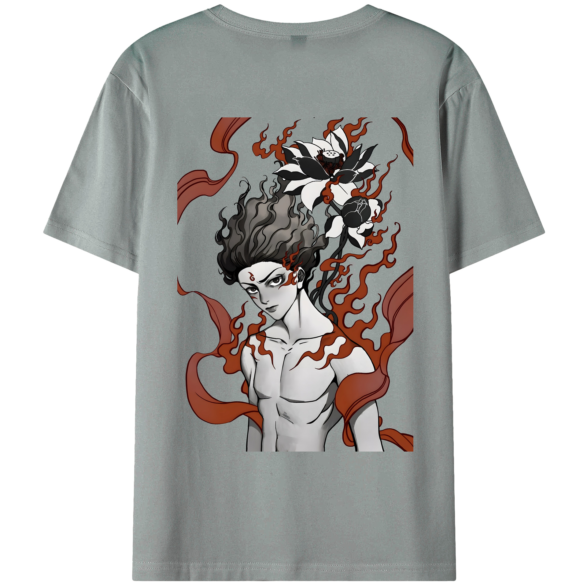 （画像用） Ne Zha 2 ナタ 魔童の大暴れ 綿100％ メンズ半袖Tシャツ（バックプリント） 通気性